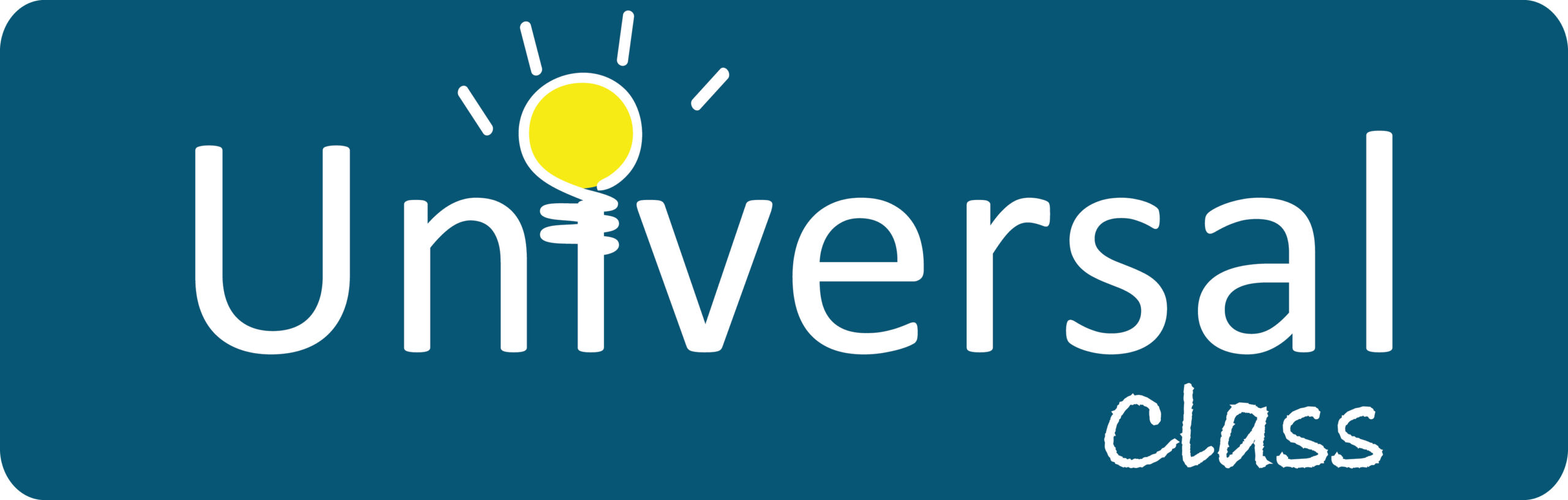 Universal Class Logo Large The Universal Class logo with white text on a teal background and a yellow lightbulb above the letter “i.”